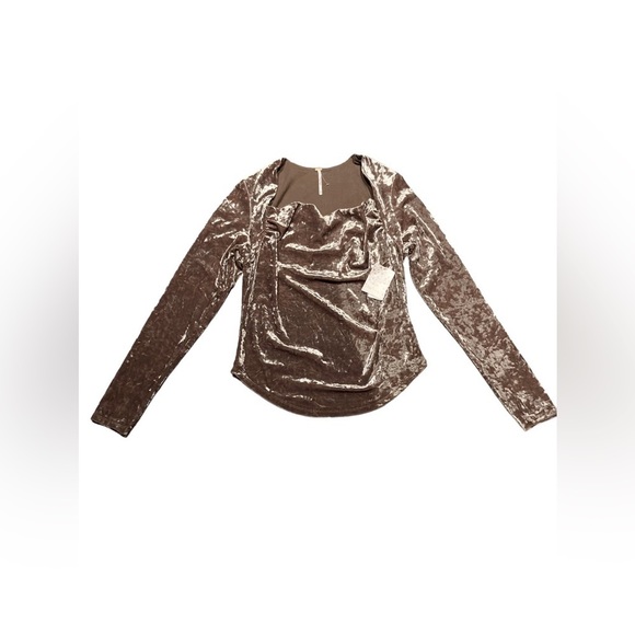 Nwt Free People - Women’s Crushed Velvet Long Sleeve Top - Picture 2 of 7